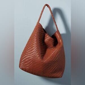 Deux Lux NWT Brown Bond Hobo Bag in Honey Woven Faux Leather Shoulder Purse